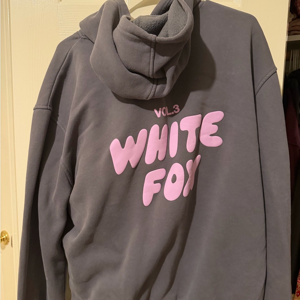 White Fox Sweatset with Pink Accents